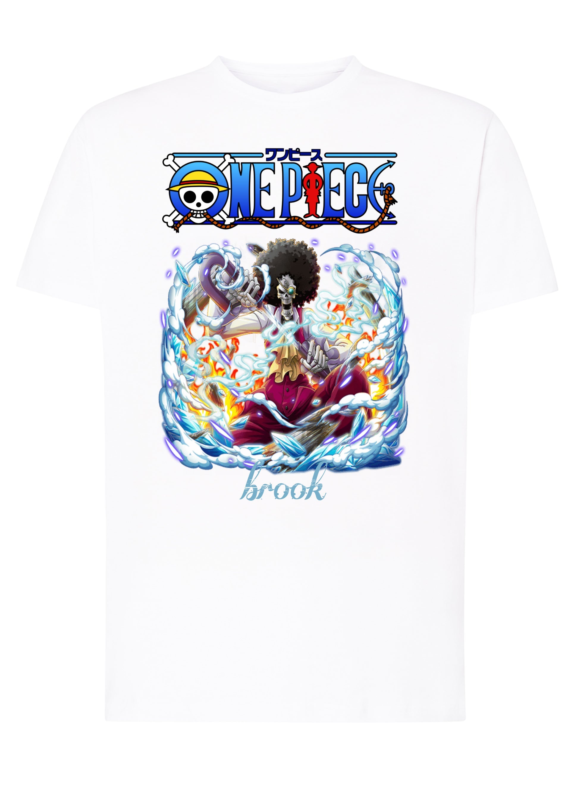 Of One Piece Brook Manga Anime Fumetti 6018-53 T-shirt Urban Men Uomo 100% Cotone Pettinato JK-1