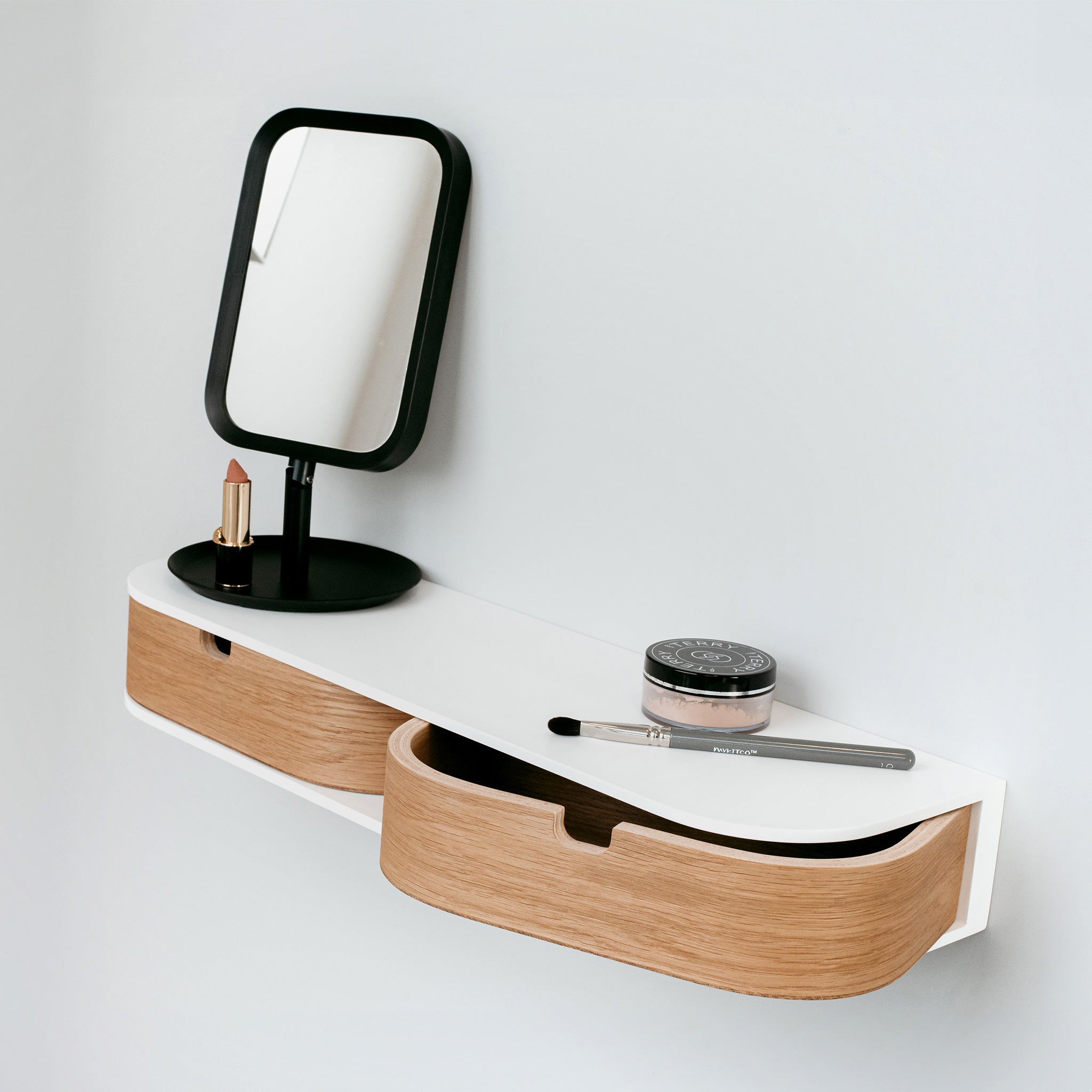 Floating Shelf with Two Drawers, Vanity Desk, 4 Colors-0