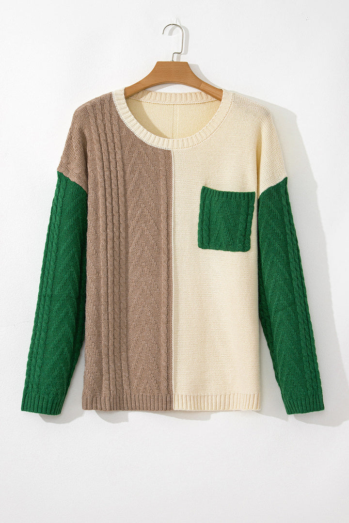 CozyBlock Plus Size Cable Knit Sweater-2