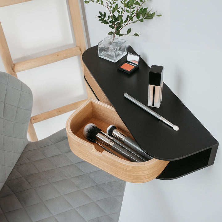 Floating Shelf with Two Drawers, Vanity Desk, 4 Colors-1