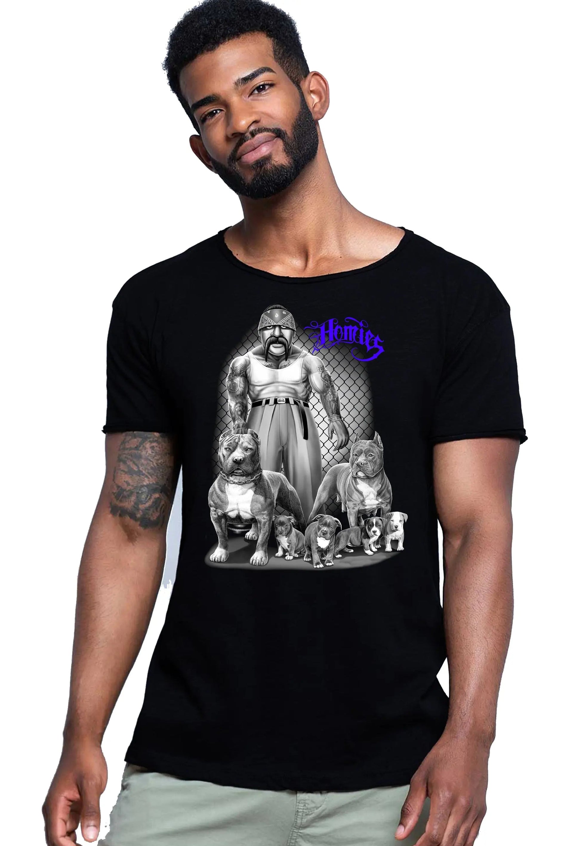 Homies Gonzales Tattoo Skull T-shirt Urban Slub Men-0