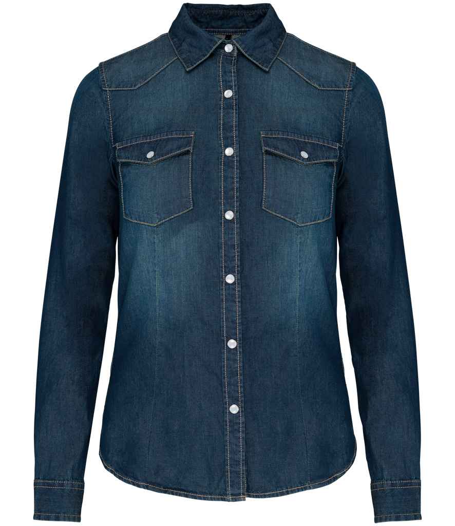Kariban - Ladies Long Sleeve Denim Shirt-1