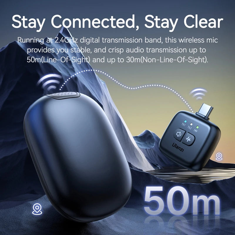 Ulanzi Wireless Lavalier Microphone A30  Android iPhone 16 15 14 DSLR Cameras