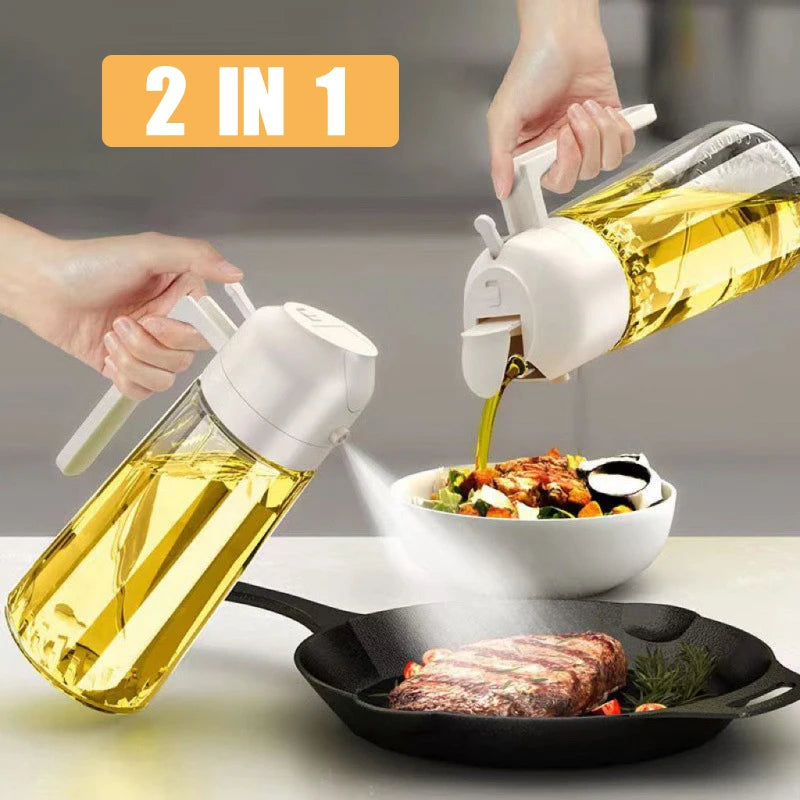 2in1 470ml Glass Spray Oil Sprayer Bottle Spray Oil Dispenser Oil Jar