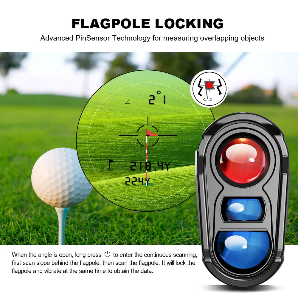 Revasri  Rechargeable Golf Laser Rangefinder 600M Multi-function Telescope with Flag-Lock Slope Pin Distance Meter