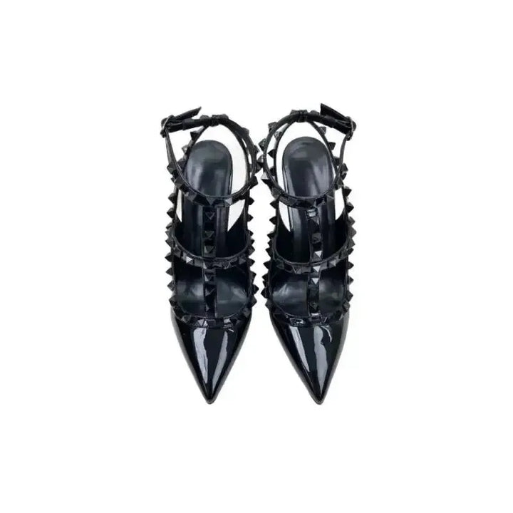 Mustat niittikoristellut Stiletto Roman Sandaalit-1