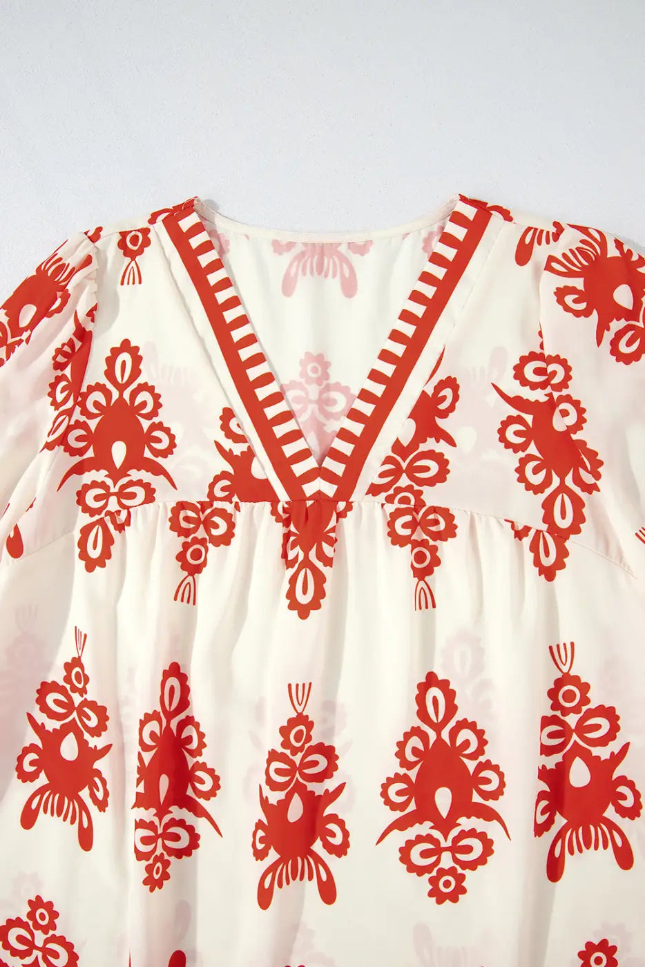 Boho Chic Geometric Blouse - Orange-3