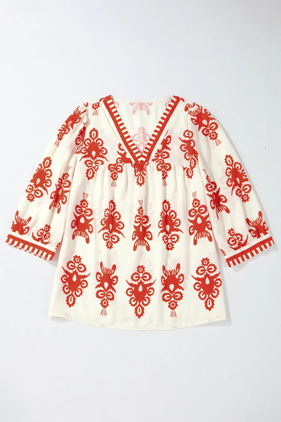 Boho Chic Geometric Blouse - Orange-2