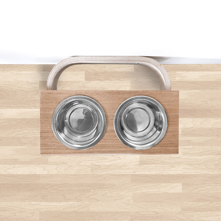Floating Wooden Raised Food Stand, Medium Dog Feeding Station, Hanging Pet Bowls-2
