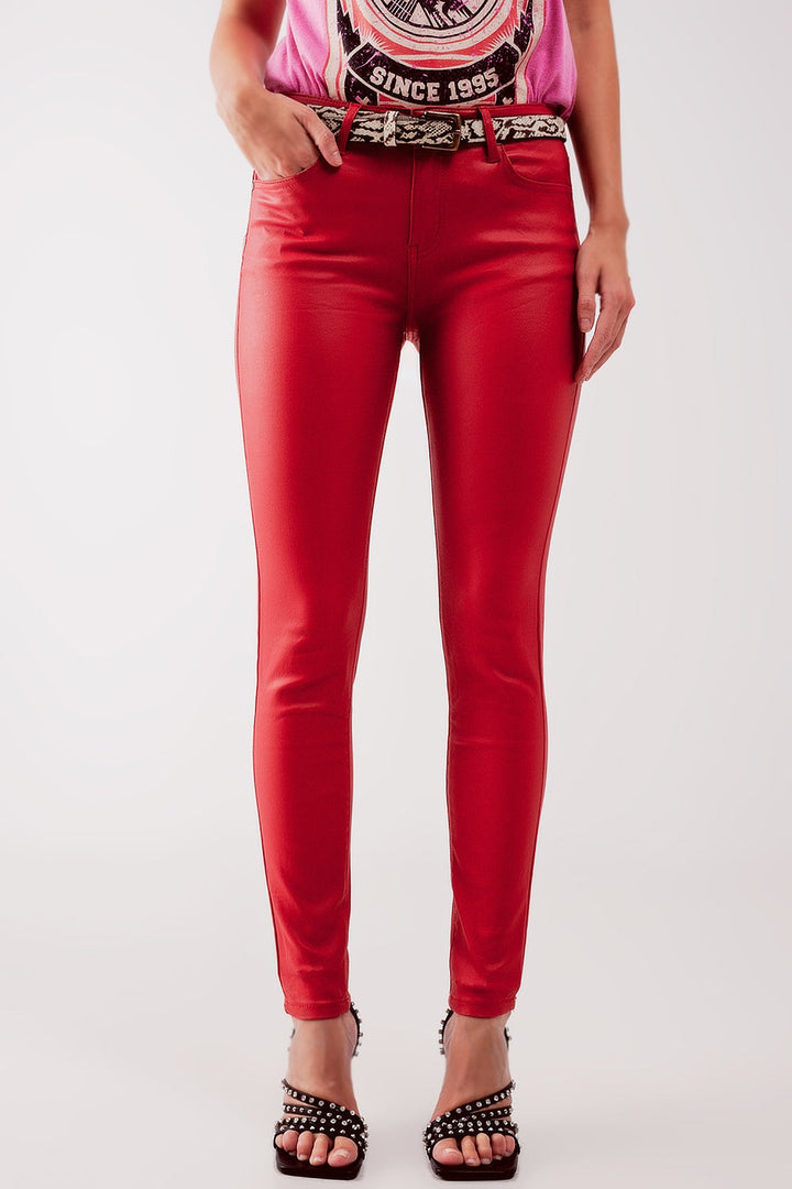 Coated Pants in Red-4