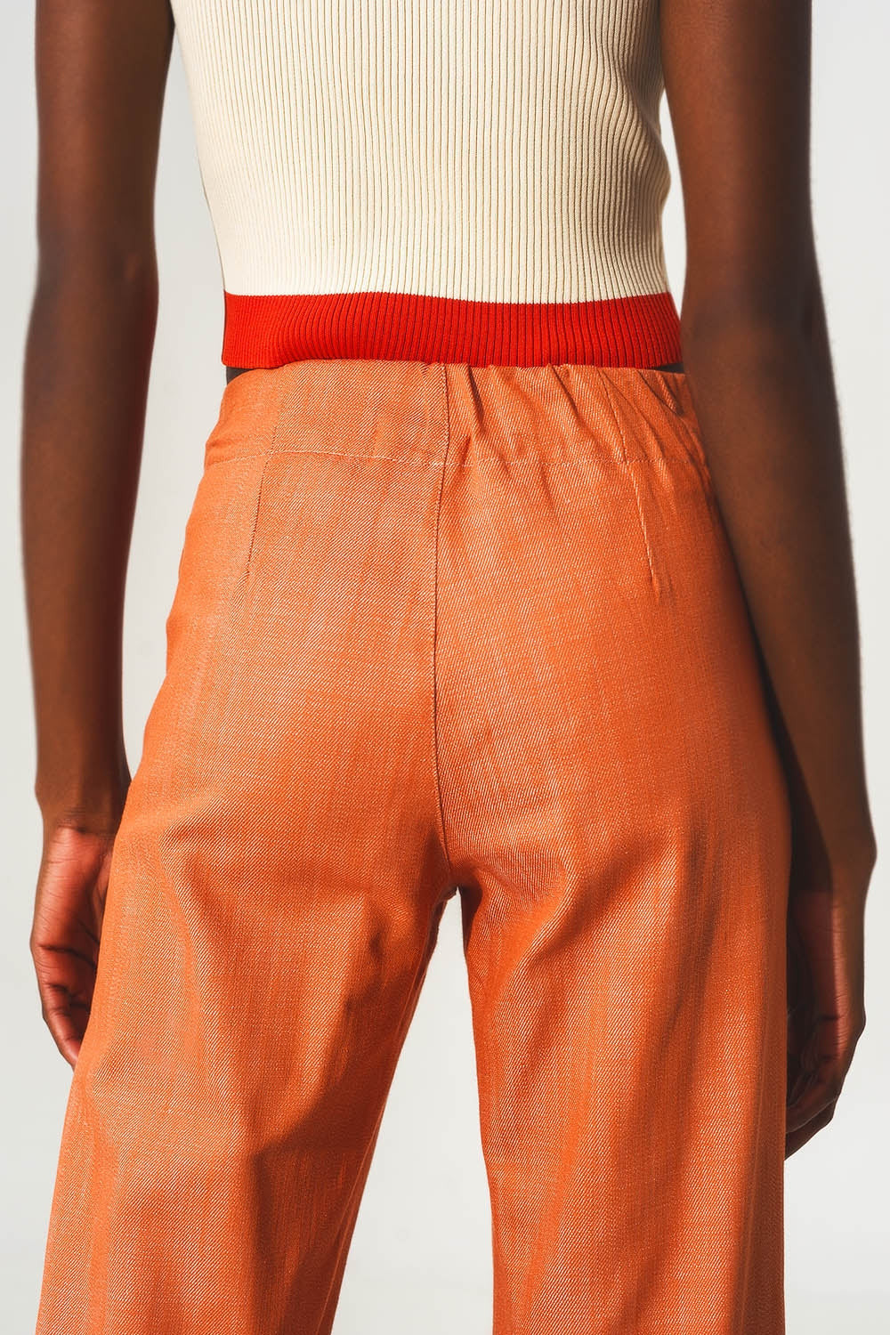 Marine Button Up Wide Leg Pants in Orange-5