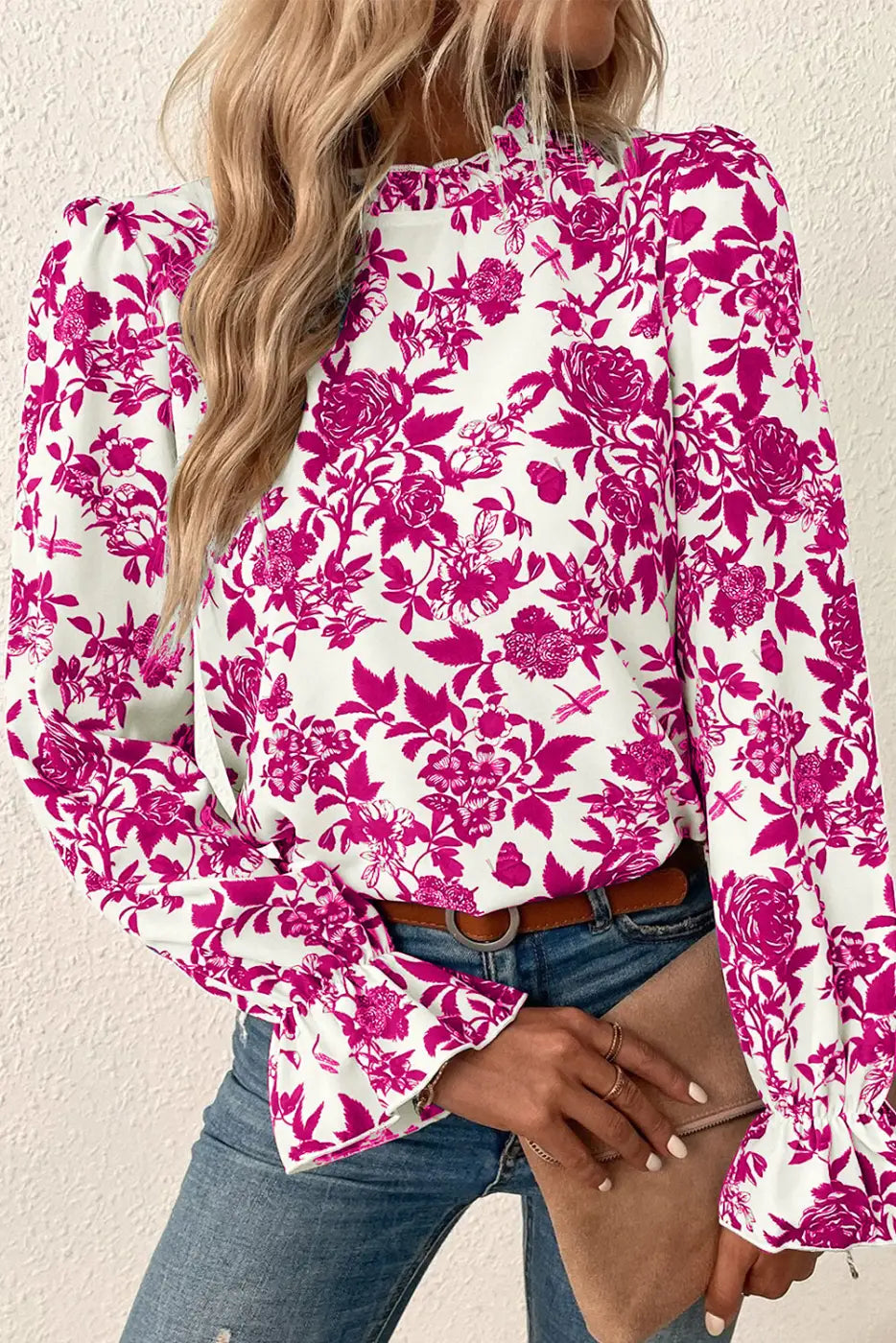 Floral Finesse Keyhole-Back Blouse-0