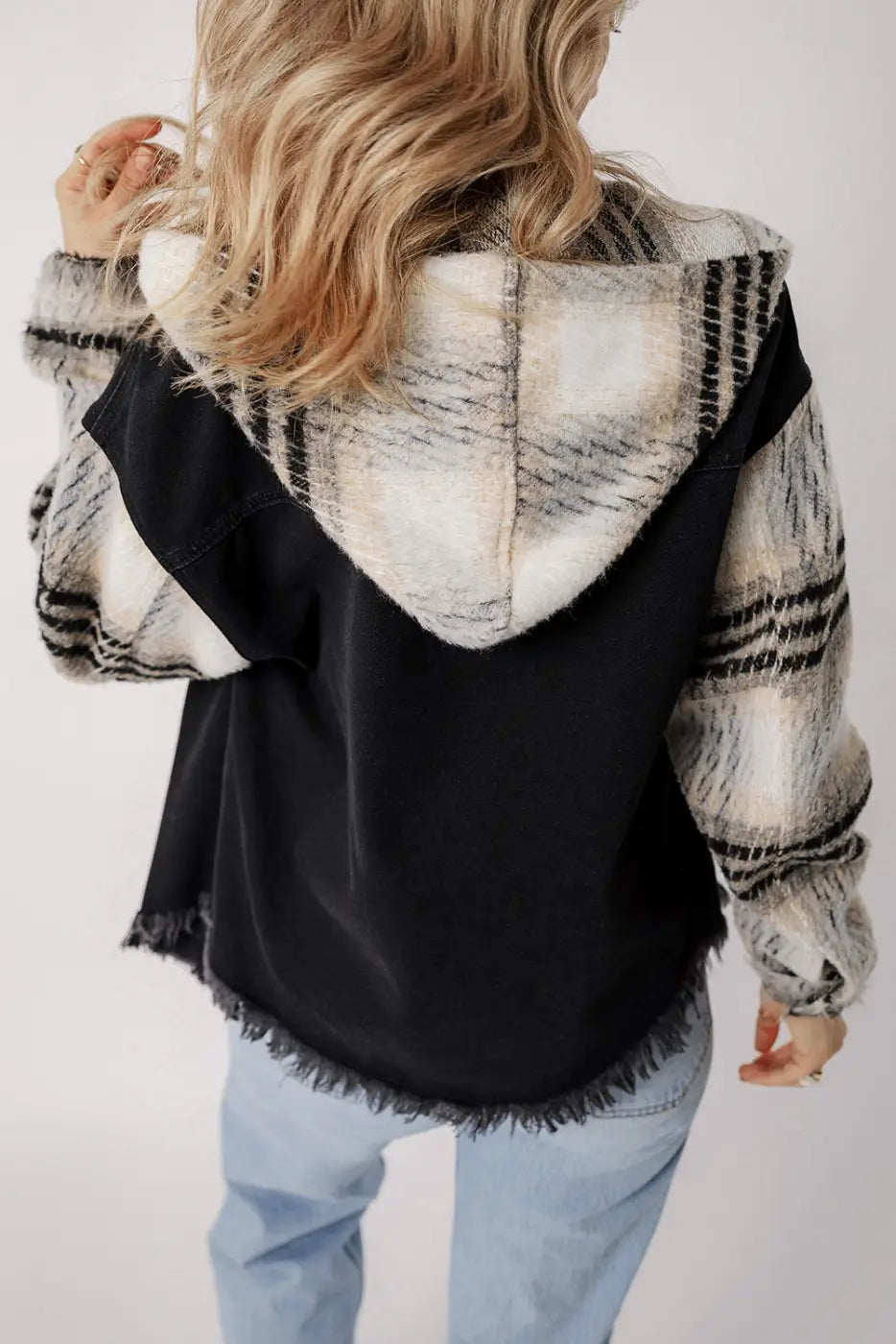 Rebel Plaid Hooded Denim Jacket-1