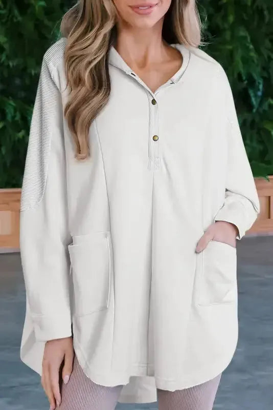 Sivutaskullinen Oversized Henley huppari-0