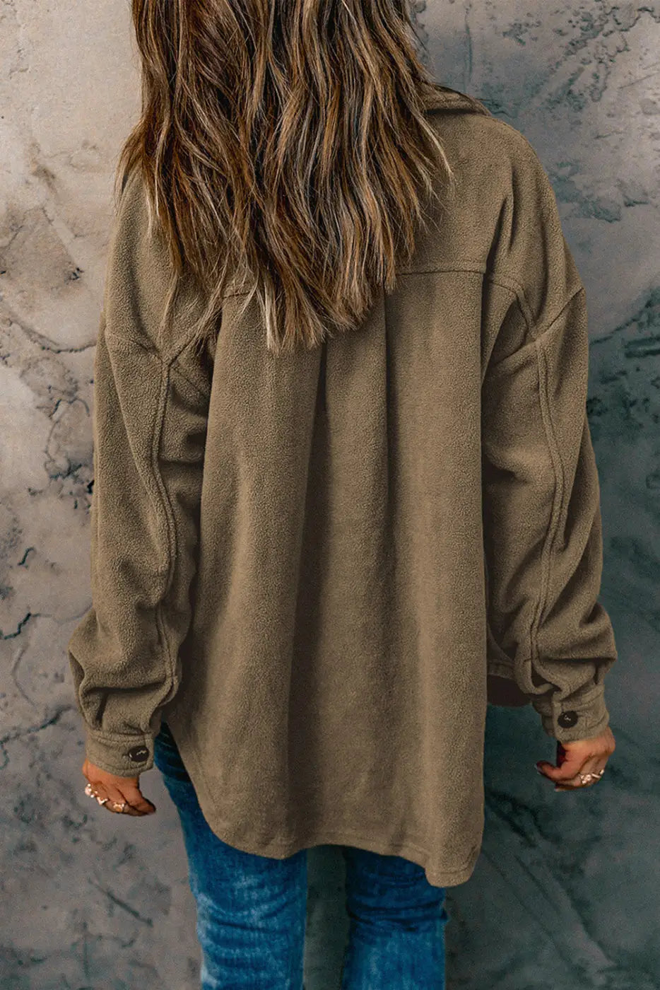 Turn Down Collar Buttoned Shirt Jacket-1